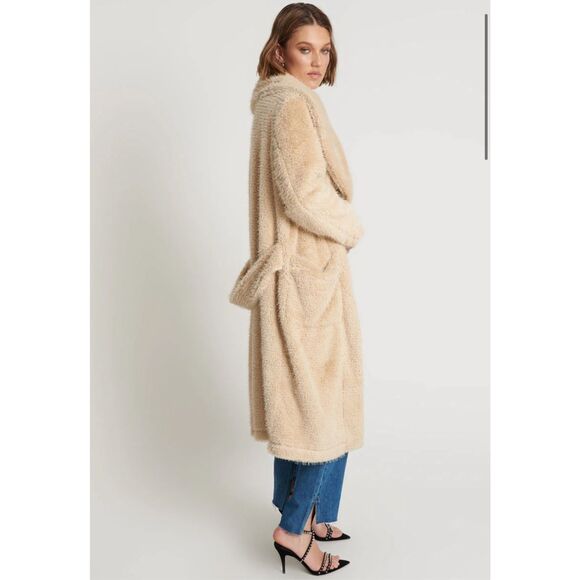 One Teaspoon The Wonderland Wide Collar Faux Fur Long Line Coat Medium $278 - Picture 3 of 15
